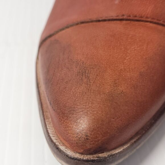 Free People‎ Royale Women's Flats Asymmetrical Tan Brown Leather  Size 37/7-7.5 - Picture 15 of 15